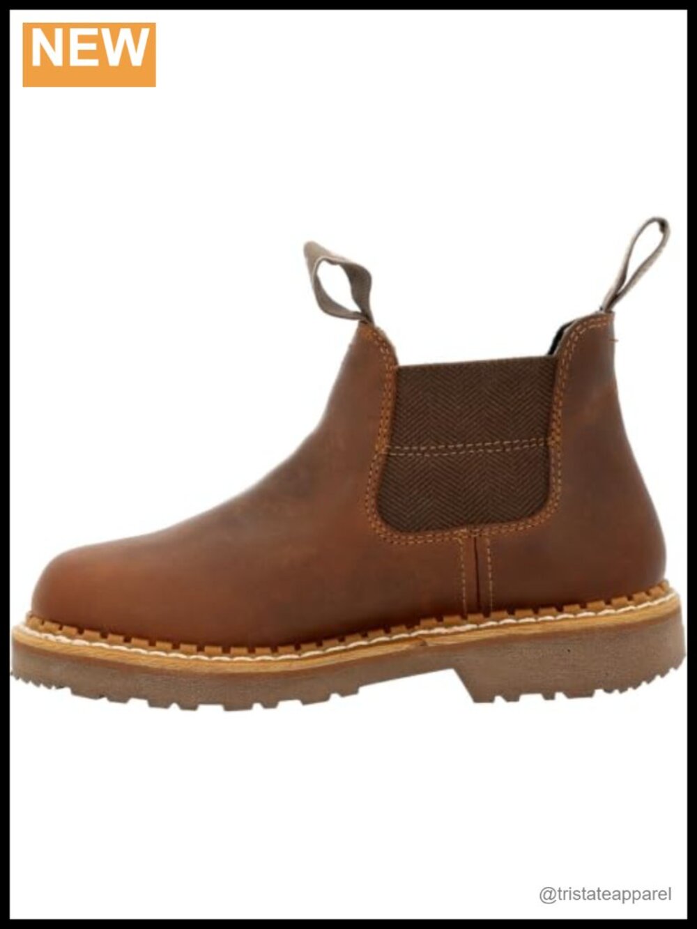 Full-Grain Leather Chelsea Ankle Work Boot Waterproof Round Toe